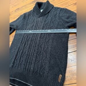 Roots Canada dark charcoal gray Shawl collar cable knit Sweater